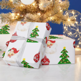 レトロクリスマスサンタクロース柄包装紙 ラッピングペーパー