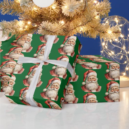 レトロクリスマスサンタクロース柄 ラッピングペーパー (クリスマス)