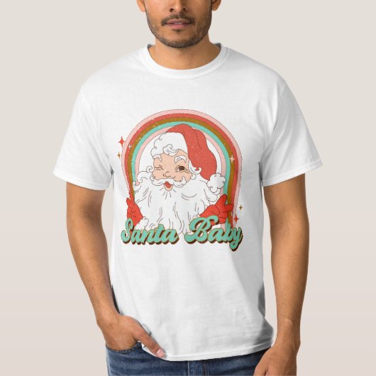 レトロクリスマスサンタベビーグルーヴィークリスマスヴィンタグ Tシャツ (正面)