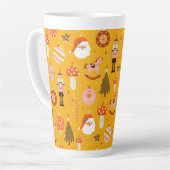 レトロクリスマスサンタロッキングホースのパターン カフェラテマグ (左アングル)