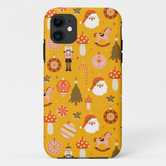 レトロクリスマスサンタロッキングホースのパターン Case-Mate iPhoneケース (裏面)