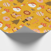 レトロクリスマスサンタロッキングホースパターン ラッピングペーパー (角)