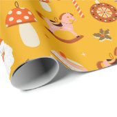 レトロクリスマスサンタロッキングホースパターン ラッピングペーパー (ロールコーナー)