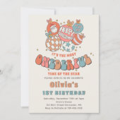 レトロクリスマスサンタワンダーフルファースト誕生日 招待状 (正面)