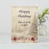 レトロクリスマスシャビーシックな雪のシーン シーズンカード (スタンド正面)