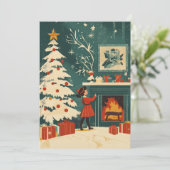 レトロクリスマスシーン暖炉キッド シーズンカード (スタンド正面)