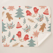 レトロクリスマスジンジャーブレッドのパターン。 シェルパブランケット (正面(横))