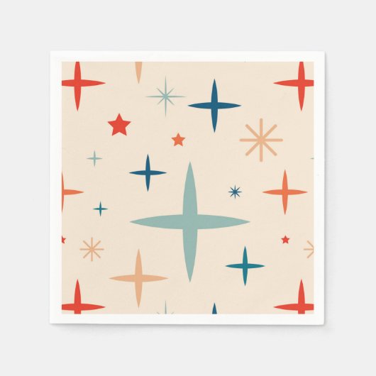 レトロクリスマスススススパークルホリデーパーティー スタンダードカクテルナプキン (正面)