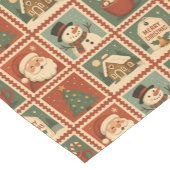 レトロクリスマススタンプのコラージュ ショートテーブルランナー (コーナー)