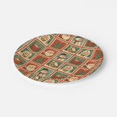 レトロクリスマススタンプのコラージュ ペーパープレート (アングル)