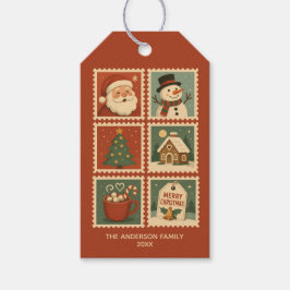 レトロクリスマススタンプコラージュ ギフトタグ