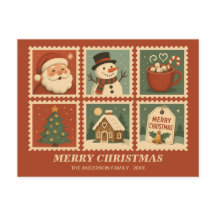 レトロクリスマススタンプコラージュ