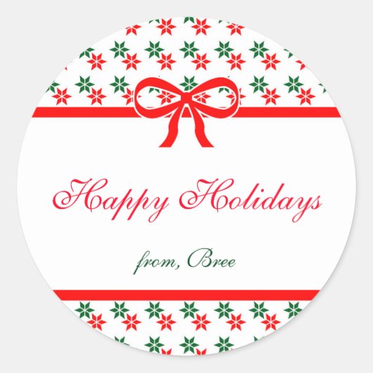 レトロクリスマススターヴィンテージホリデーシール ラウンドシール (正面)