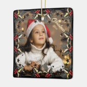 レトロクリスマススター縁どズフォトオーナメント セラミックオーナメント (左)