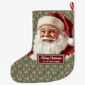 レトロクリスマスストッキングとオールドファッションドサンタ ラージクリスマスストッキング (裏面)