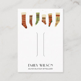 レトロクリスマスストッキング用ヘアクリップ表示カード 名刺