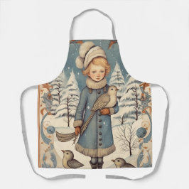 レトロクリスマススノーシーン エプロン
