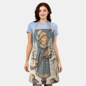 レトロクリスマススノーシーン エプロン (着用した状態)