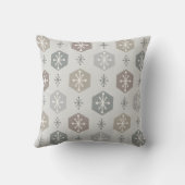 レトロクリスマススノーフレークスシルバー金ゴールド クッション (裏面)