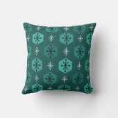レトロクリスマススノーフレークティール（緑がかった色） クッション (裏面)