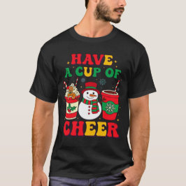 レトロクリスマススノーマンジンジャーブレッドホットチョコレート Tシャツ