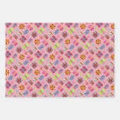 レトロクリスマスセット1ピンククリスマス ラッピングペーパーシート (正面3)