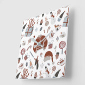 レトロクリスマスセーターパターン スクエア壁時計 (傾斜)