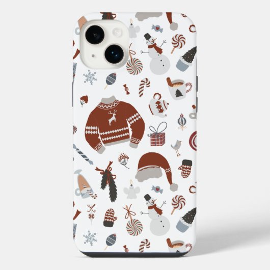 レトロクリスマスセーター柄 iPhoneケース (裏面)