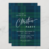 レトロクリスマスタータンチェックプレイドホリデーパーティー 招待状 (正面/裏面)