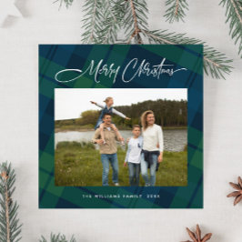 レトロクリスマスタータンチェックプレイド写真グリーティング シーズンカード