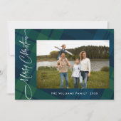 レトロクリスマスタータンチェックプレイド写真グリーティング シーズンカード (正面)