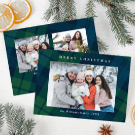 レトロクリスマスタータンチェックプレイド3フォトグリーティング シーズンカード