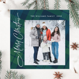 レトロクリスマスタータンチェックPlaid 2フォトグリーティング シーズンカード