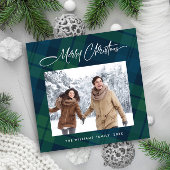 レトロクリスマスタータンチェックPlaid 2フォトグリーティング シーズンカード