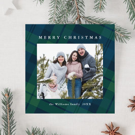 レトロクリスマスタータンチェックPlaid 2フォトグリーティング シーズンカード