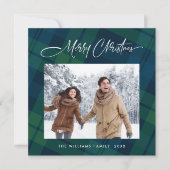 レトロクリスマスタータンチェックPlaid 2フォトグリーティング シーズンカード (正面)