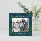 レトロクリスマスタータンチェックPlaid 2フォトグリーティング シーズンカード (スタンド正面)