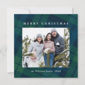 レトロクリスマスタータンチェックPlaid 2フォトグリーティング シーズンカード (正面)