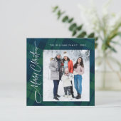 レトロクリスマスタータンチェックPlaid 2フォトグリーティング シーズンカード (スタンド正面)