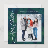 レトロクリスマスタータンチェックPlaid 2フォトグリーティング シーズンカード (正面)