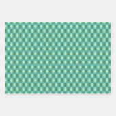 レトロクリスマスダイヤモンドプレイド – グリーン&ターコイズ ラッピングペーパーシート (正面)
