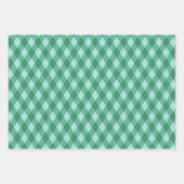 レトロクリスマスダイヤモンドプレイド – グリーン&ターコイズ ラッピングペーパーシート (正面3)
