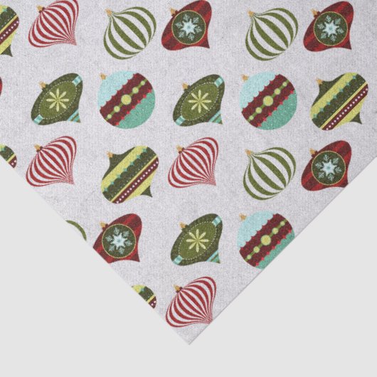 レトロクリスマスツリーのオーナメントのホワイトデコップページ 薄葉紙 (詳細)