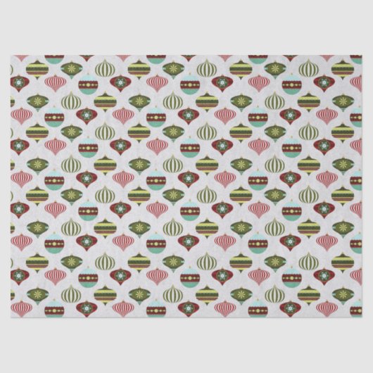 レトロクリスマスツリーのオーナメントのホワイトデコップページ 薄葉紙 (正面)