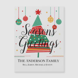 レトロクリスマスツリーのカスタマイズ可能な磁気カード