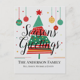 レトロクリスマスツリーのカスタマイズ シーズンポストカード