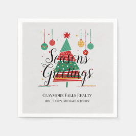 レトロクリスマスツリーのカスタマイズ スタンダードカクテルナプキン