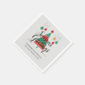 レトロクリスマスツリーのカスタマイズ スタンダードカクテルナプキン (角)