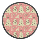 レトロクリスマスツリーのホリーベリースターキャンディーケーン アイスホッケーパック (正面)