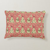 レトロクリスマスツリーのホリーベリースターキャンディーケーン アクセントクッション (裏面)